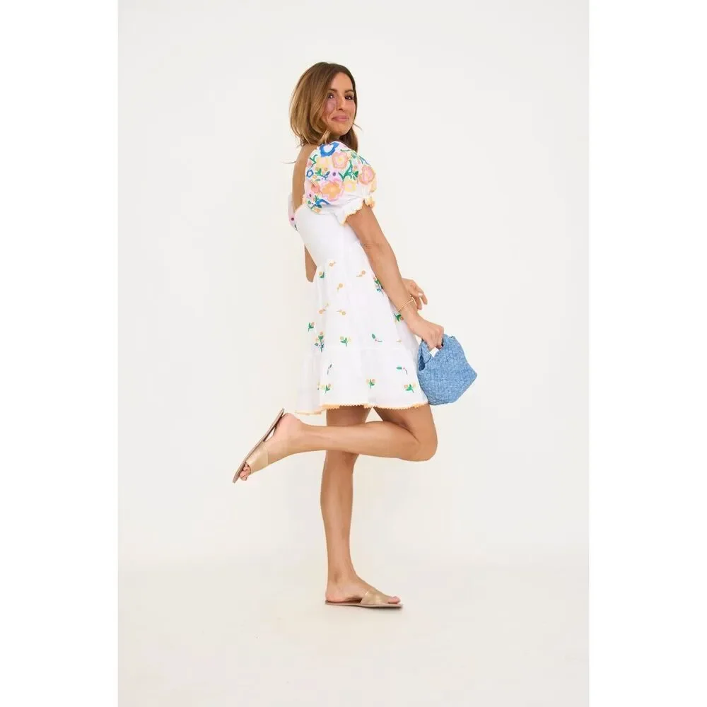 Jacquie the Label Julianna Embroidered Mini Dress Brunch Summer size S NWT - Picture 2 of 8